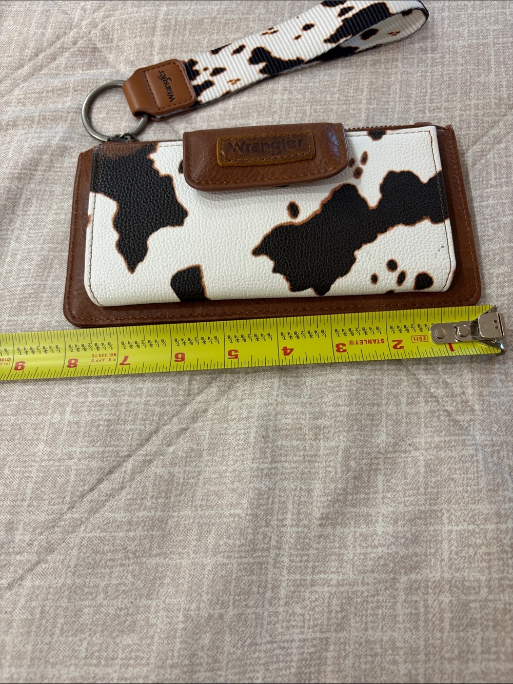 Wrangler Brown, Black & White Cow-Print Wristlet Wallet - Picture 8 of 9